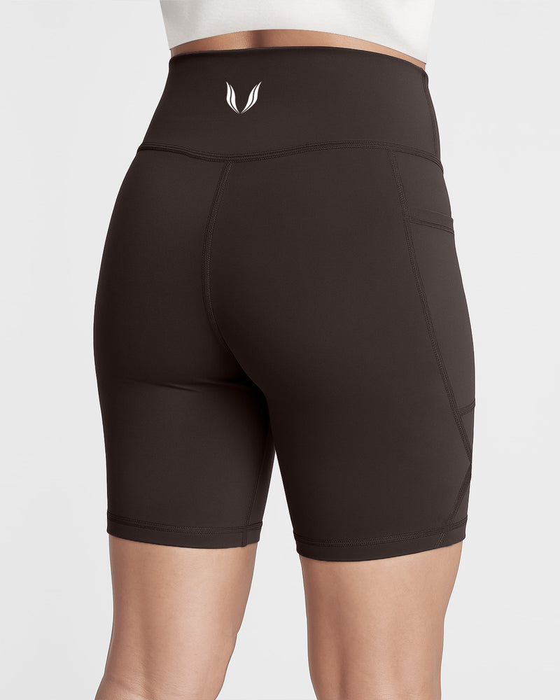 Dena Recycled Biker Shorts Met Zakken - Espresso