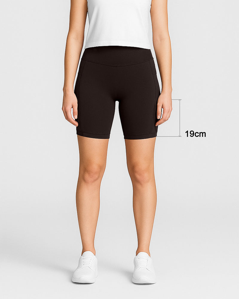 Dena Recycled Biker Shorts Met Zakken - Espresso